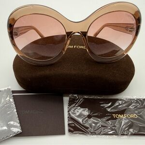Tom Ford Oversized Pink-Brown Gradient Round Sunglasses